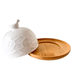 Mini Cúpula Pássaro Oasis Cerâmica Branca com Bambu Hauskraft - loja online