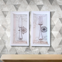Quadros Talheres Provençal Garfo Faca Branco Cozinha Espaço Gourmet na internet