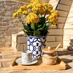 Cachepot Azulejo Português Azul Marinho Cachepôs Vasos Porcelana - Bruna Store & Decor 