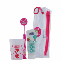 CHICCO SET HIGIENE BUCAL KIT DE VIAJE + 3 AÑOS CARTUCHERA PLÁSTICA