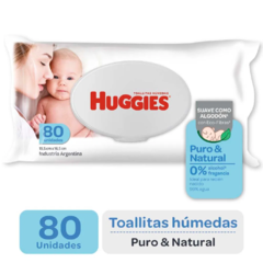 HUGGIES TOALLITAS HÚMEDAS PURO Y NATURAL ( Recien Nacido ) x80