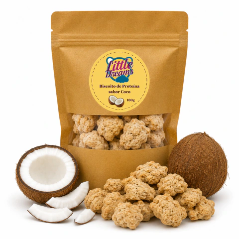 Biscoito de Proteína Vegetal sabor Coco para Roedores e Coelhos - Little Dreams