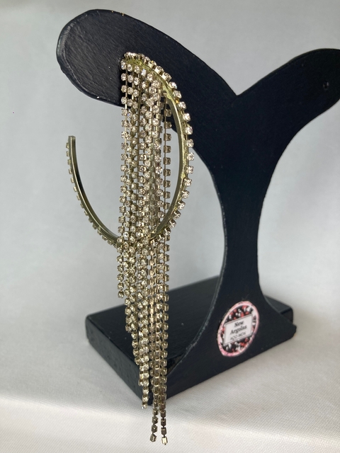 Argolas Cascata de Strass Prata (AÇO INOX)