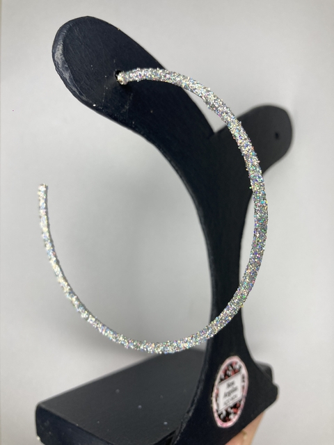 Argolas de glitter holográfica prata (AÇO INOX)