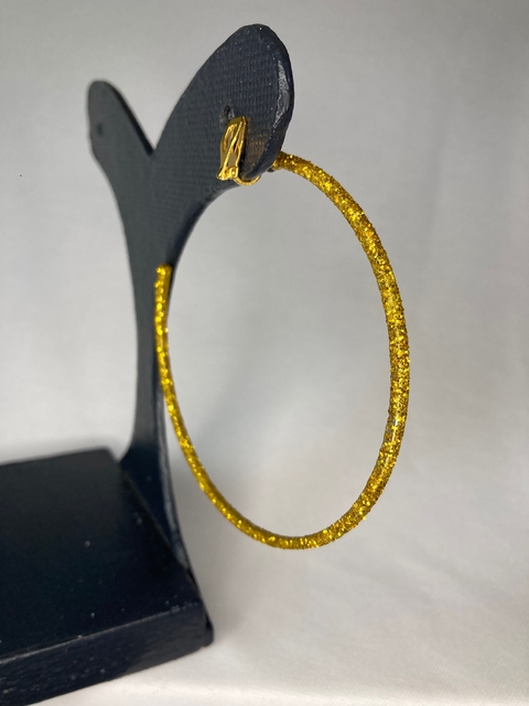 Argolas de Glitter Pressão (dourada)