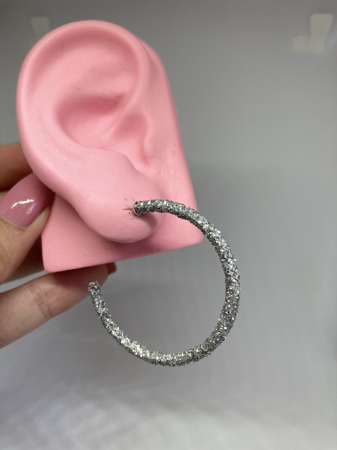 Argolas de Glitter Prata (AÇO INOX)