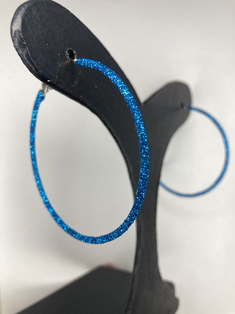 Argolas de glitter azul (BIJUTERIA)