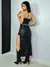 VESTIDO MIDI COURO FENDA TOMARA QUE CAIA JULIA