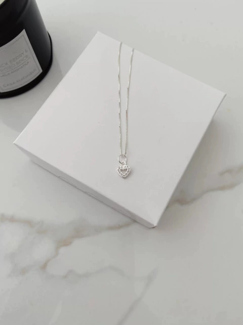 Colar Pingente Coração Cravejado 8mm