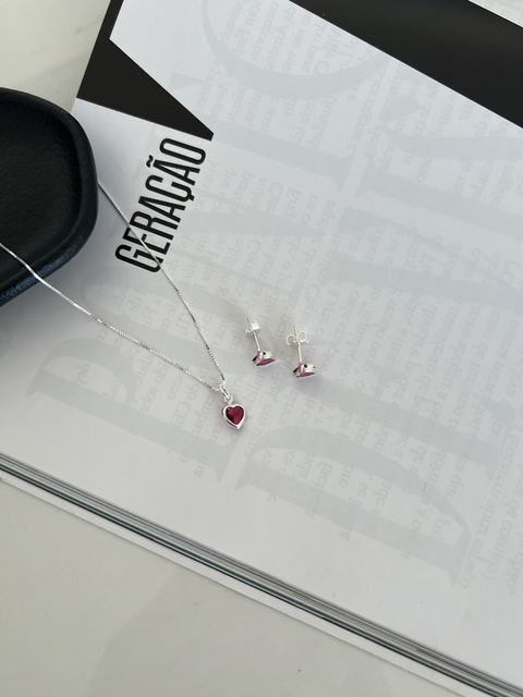 Conjunto Coração Ponto De Luz Rubi - comprar online