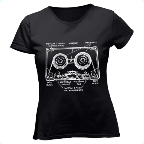 Camiseta Feminina Fita K7 Esquema Música Rock