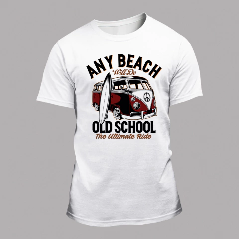 Camiseta Masculina Kombi Praia Surf Old School Verão Carro Antigo - comprar online