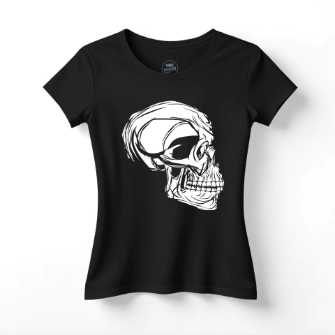 Camiseta Feminina Crânio Perfil Caveira