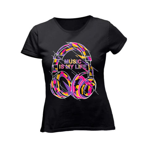 Camiseta Feminina Música É Minha Vida Music Is My Life