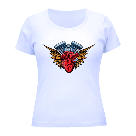 Camiseta Feminina Coração Motorcycle Moto Heart Asas - comprar online