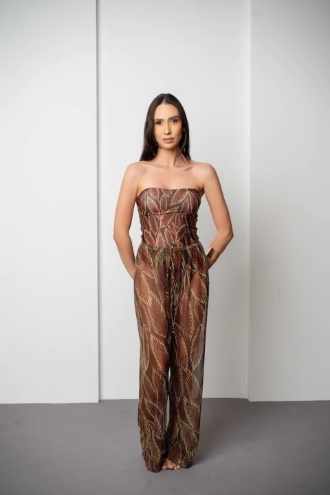 Calça Brisa Estampa Marrom