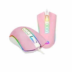 Mouse Gamer Cobra RGB Rosa com Branco - Index Store - Informática e Eletrônicos