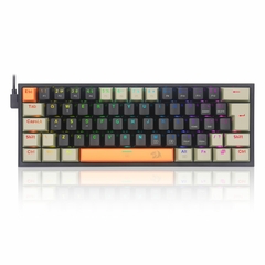 Teclado Mecânico Gamer Fizz RGB Laranja, Preto e Cinza Switch Marrom