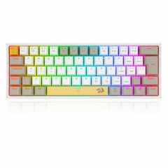 Teclado Mecânico Gamer Fizz RGB Amarelo Branco e Cinza Switch Marrom