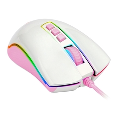 Mouse Gamer Cobra RGB Branco com Rosa - loja online