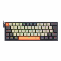 Teclado Mecânico Gamer Fizz RGB Laranja, Cinza e Preto Switch Marrom