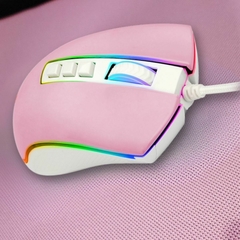 Mouse Gamer Cobra RGB Rosa com Branco - comprar online