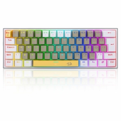 Teclado Mecânico Gamer Fizz RGB Amarelo, Cinza e Branco Switch Marrom