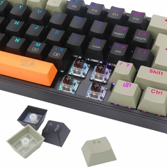 Teclado Mecânico Gamer Fizz RGB Laranja, Preto e Cinza Switch Marrom