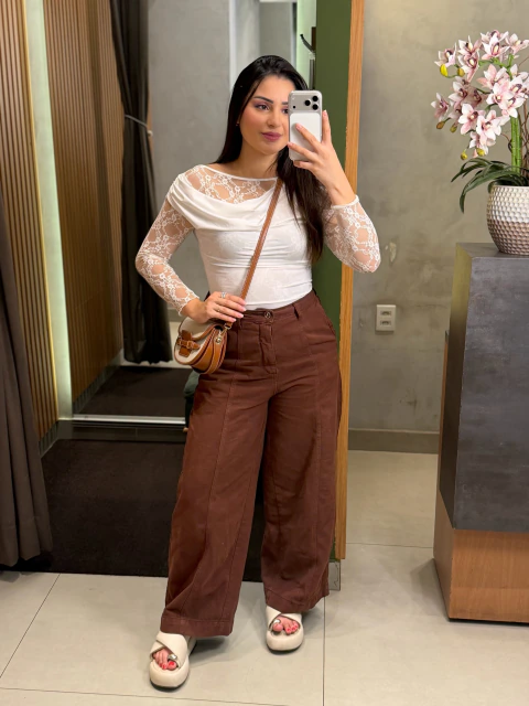 CALÇA BARREL BROWN