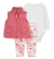Conjunto Carters 3 peças colete Rosa e calça corações