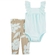 Conjunto 2 peças Carters calça floral nude e body Azul