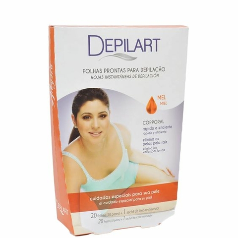 Folhas Prontas Depilação Corporal 20 Folhas Mel Depilart