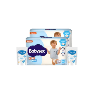 2 Babysec Ultra Soft Xxg 50u+ 2 Toallitas Q-soft 50u