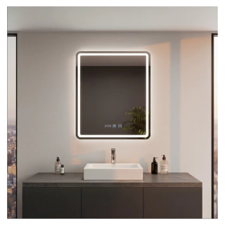 Espejo Inteligente Rectangular Vertical Q2 Qualika - Touch + Desempañador + Hora (Luz Calida / Fria / Amarilla)