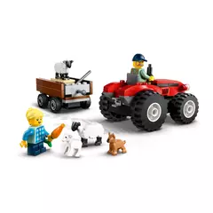 Trator agrícola vermelho com reboque e ovelhas (Lego City) na internet