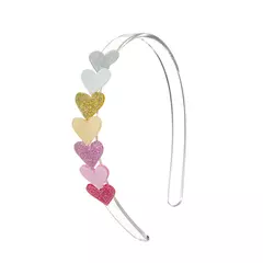 Tiara Coração tons Perolado com Brilho