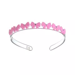 Tiara Laço Mini Rosa Mult com Cistal Rosa