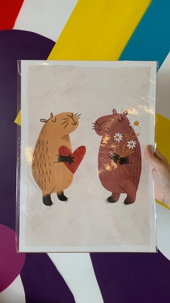 Poster Infantil - Capivaras Apaixonadas (A3)