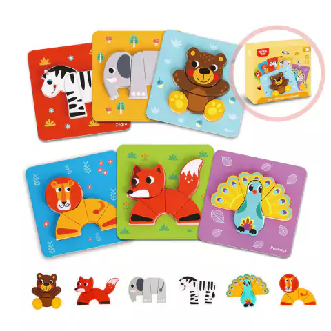 Kit 6 Mini Quebra-cabeças: Animais