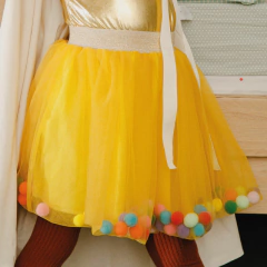 Saia Tule Pompom Amarela - comprar online