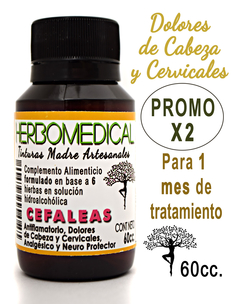 2 Tinturas Madre DOLORES DE CABEZA, CEFALEAS - 60 ml.