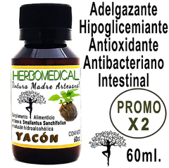 2 Tinturas Madre YACÓN (Smallanthus sonchifolius) - 60 ml. c/u