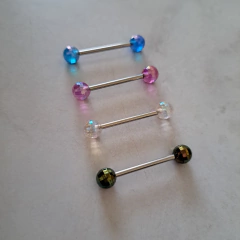 Piercing para Lengua Facetado Acero