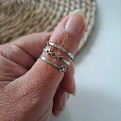 Anillo Triple Strass Acero