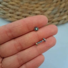 Tragus Flor Strass Tornasol Acero