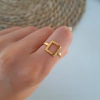 Anillo Cuadrado Acero Dorado