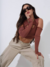 Cropped Sobreposição com Luvas Marrom - loja online
