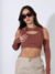 Cropped Sobreposição com Luvas Marrom - comprar online