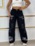 Calça Jeans Wide Leg Preta Crazy