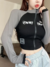 Jaqueta Cropped Y2K Preto e Cinza